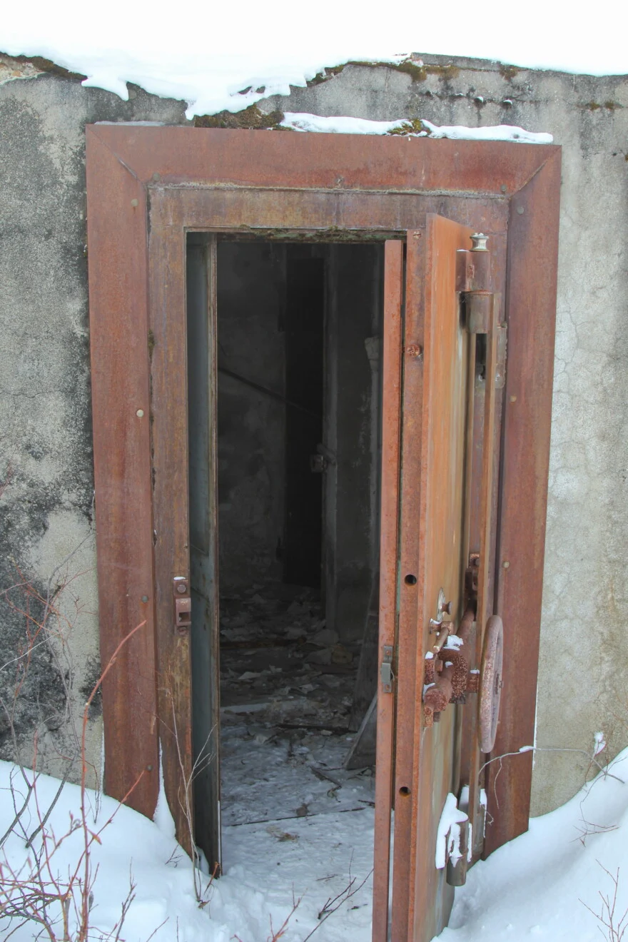 Standing bank vault doorway at the historic Iditarod townsite